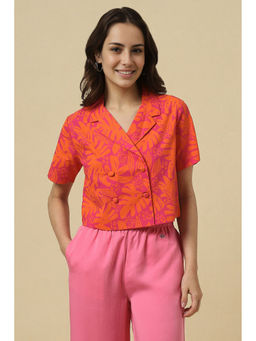 Allen Solly - Women Orange Floral Print Short Sleeves Shirt