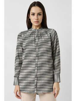 Van Heusen - Women Black Print Long Sleeves Shirt