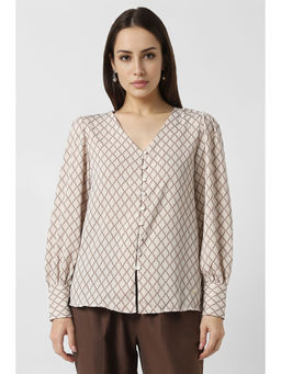 Van Heusen - Women Beige Print Long Sleeves Shirt