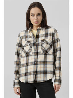 Van Heusen - Women Beige Checks Long Sleeves Shirt