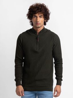 Spykar - Olive Green Cotton Full Sleeve Casual Sweater for Men