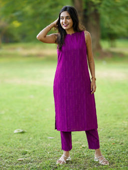 Gahan - Womens Purple Viscose Rayon Straight Kurta with Pant