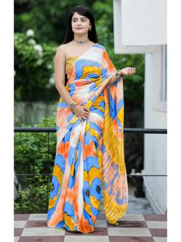Nyri - Multi-Color Printed Pure Cotton Bagru Saree