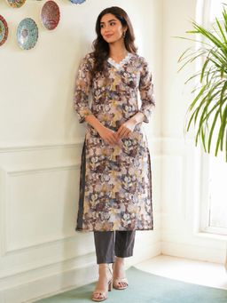 Gahan - Womens Multi Color Viscose Rayon Printed Straight Kurta with Pant