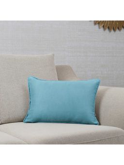 HomeTown - Nora Shades Suede Reversible Solid Cushion Cover 30 x 45 Cm in Turquoise Colour