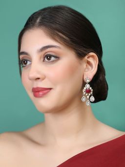 Auraa Trends - 22KT Gold Plated Classic Kundan Red Earrings Set for women