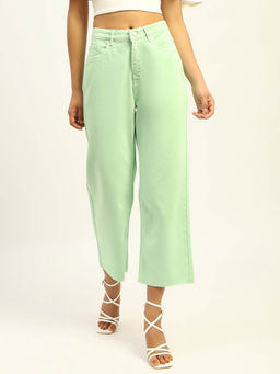 Madame - Regular Mid Rise Cotton Green Jeans