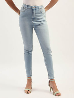 Madame - Skinny Fit Raw Hem Cotton Ice Blue Jeans