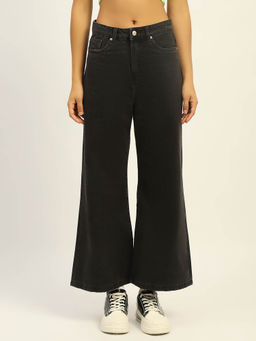 Madame - Wide Leg Charcoal Cotton Jeans