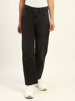Madame - Black Loose Fit Cotton Jeans