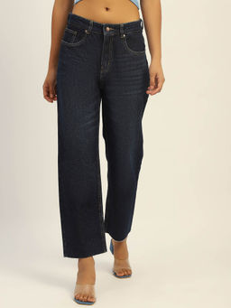 Madame - Blue Loose Fit Cotton Jeans