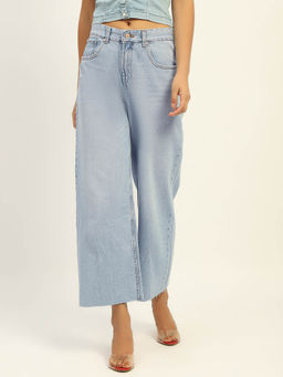 Madame - Mid Rise Solid Ice Blue Jeans