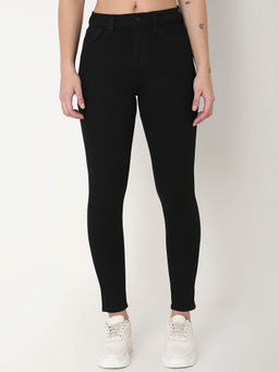 Spykar - Womens Black Slim Fit High Rise Cotton Blend Jeans