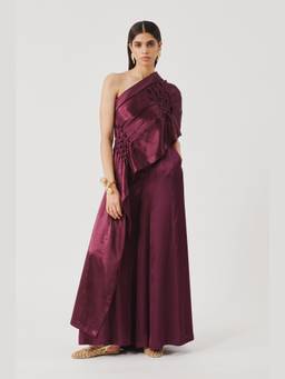 AROKA - Purple Soiree Wide-Leg Pants