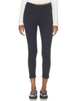437 - Cropped Women's High-Waisted Stretch Leggings Black