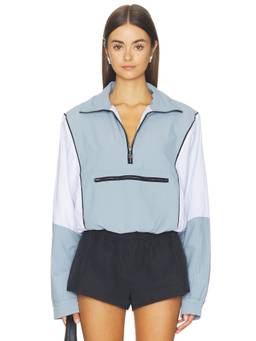 AFRM - Virgo Women's Ripstop Quarter-Zip Kangaroo Pocket Jacket Blue