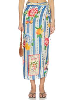 Agua Bendita - Zinna Basket Women's Side Tie Printed Swim Cover-Up Multi-Color