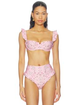 Agua by Agua Bendita - Kiwi Women's Underwire Ruffle Strap Bikini Top Pink