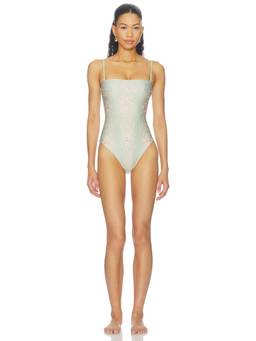 Agua by Agua Bendita - Durazno Women's Pearl Embellished One Piece Swimsuit Aqua