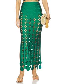 Ancora - Bora Women's Laser-Cut Pull-On Swim Cover-Up Skirt Green