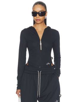 AREA - Sporty Women's Zippered Underwire Detail Hoodie Black