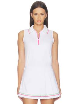 BEACH RIOT - Women's Quarter Zip Collar Neck Sleeveless Tank White