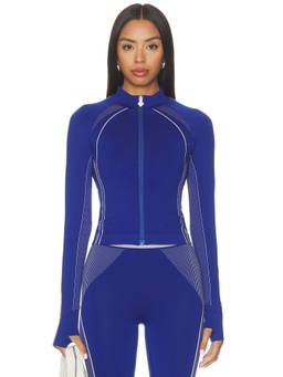 Casablanca - Seamless Women's Zip-Through Thumbhole Active Jacket Blue