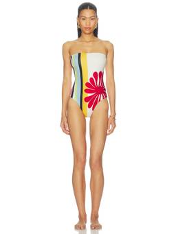 Cala de la Cruz - Ulla Women's Strapless Self-Tie One-Piece Swimsuit Multi-Color