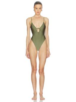 Camila Coelho - Women's Cut-Out Tie-Up One Piece Swimsuit Green