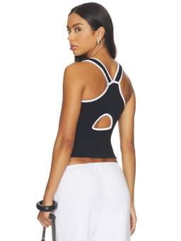 DONNI. - Baby Rib Women's Cut-Out Racer Back Tank Top Black