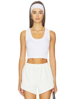 Favorite Daughter - Cutting It Close Women's Ribbed Scoop Neck Crop Tank White