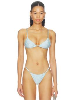 Frankies Bikinis - Devon Lee Carlson Women's Sequin Tie-Up Bikini Top Blue