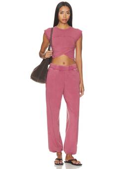 Free People - FP Movement Women's Stretch Cotton Crossover Jogger Set Pink
