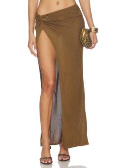 Flook The Label - Delani Women's Deep Side Slit Pull-On Swim Cover-Up Brown