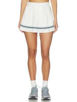 Gold Hinge - Striped Women's High-Waist Pleated Skort White