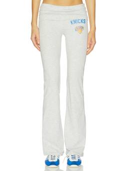 Hype and Vice - Knicks Women's Foldover Waist Stretch Flared Joggers Grey