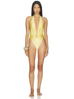 LOBA - Violetta Women's Unpadded Halter Neck One-Piece Swimsuit Yellow