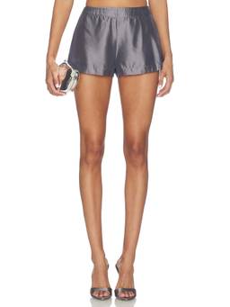 MAJORELLE - Women's Satin-Finish Relaxed Shorts Grey