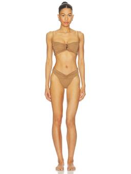 Maygel Coronel - Nimys Female Ruched Rosette Bikini Set Tan