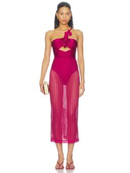 PatBO - Petal Women's One-Shoulder Cut-Out Swim Cover-Up Midi Dress Pink
