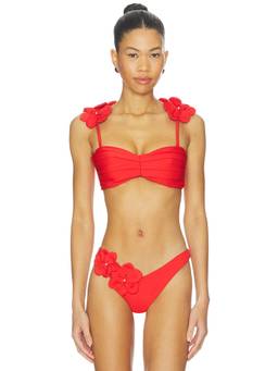 PEIXOTO - Rae Women's Floral Strap Unpadded Bikini Top Red