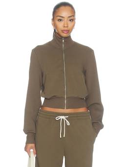 perfectwhitetee - Milana Women's Zippered High Neck Track Jacket Olive