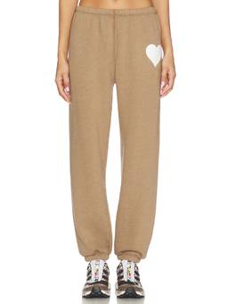 SPRWMN - Heart Women's Fleece Graphic Jogger Trackpants Beige