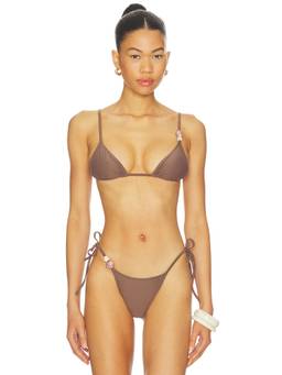 Tropic of C - Equator Women's Unpadded Beaded Strap Bikini Top Brown