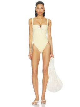 Tularosa - Anica Women's Pointelle Tie-Up One-Piece Swimsuit Yellow
