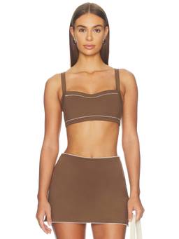 WellBeing + BeingWell - Flowwell Ember Women's Pull-On Jersey Sports Bra Brown