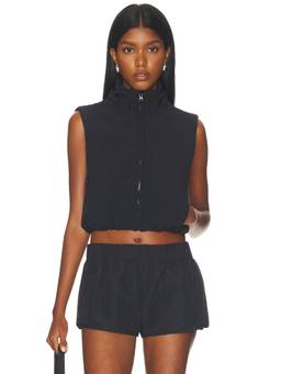 WellBeing + BeingWell - Orion Women's Hooded Zippered Puffer Waist Coat Black