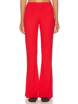 WellBeing + BeingWell - Shaw Women's Pull-On Elastic Waist Pointelle Leggings Red