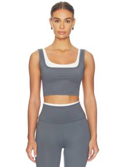 WellBeing + BeingWell - Flowwell Women's Layered Square Neck Tank Grey