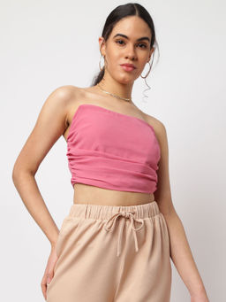 Missguided - Hot Pink Chiffon Drape Corset Top
